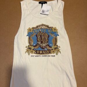 Forever 21 Cream Cowgirl Graphic Tank